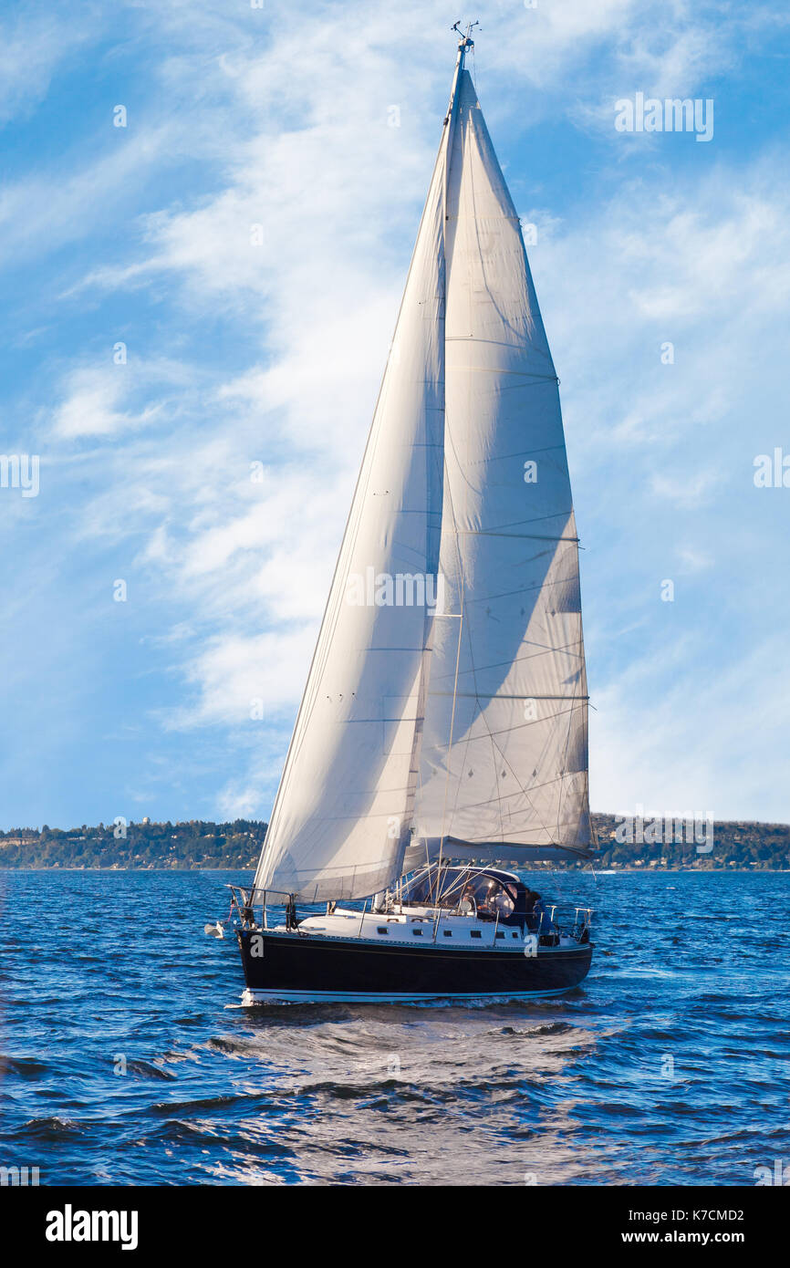 Sailing on a sunny day in the Pacific Northwest Stock Photo