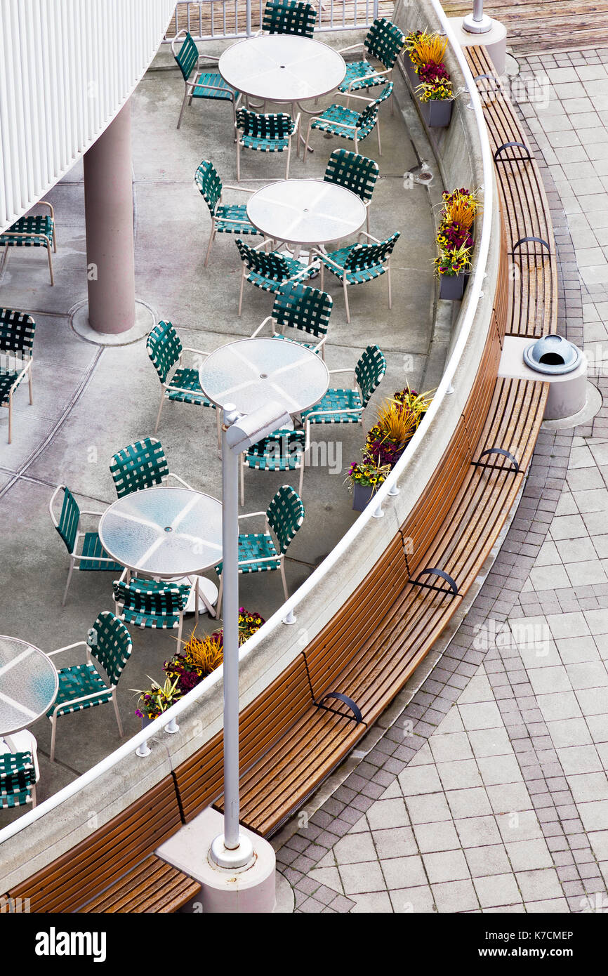 Outdoor cafe top down view. Modern retro style Stock Photo