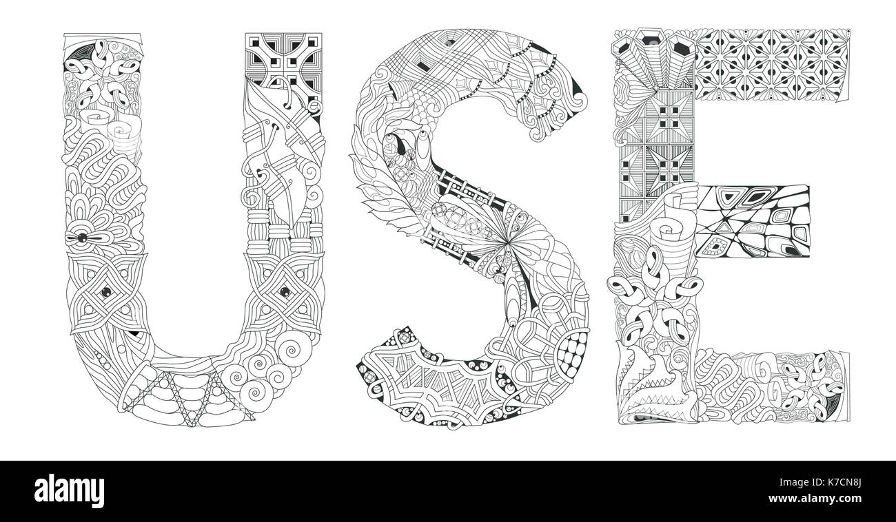 Word USE for coloring. Vector decorative zentangle object Stock Vector ...
