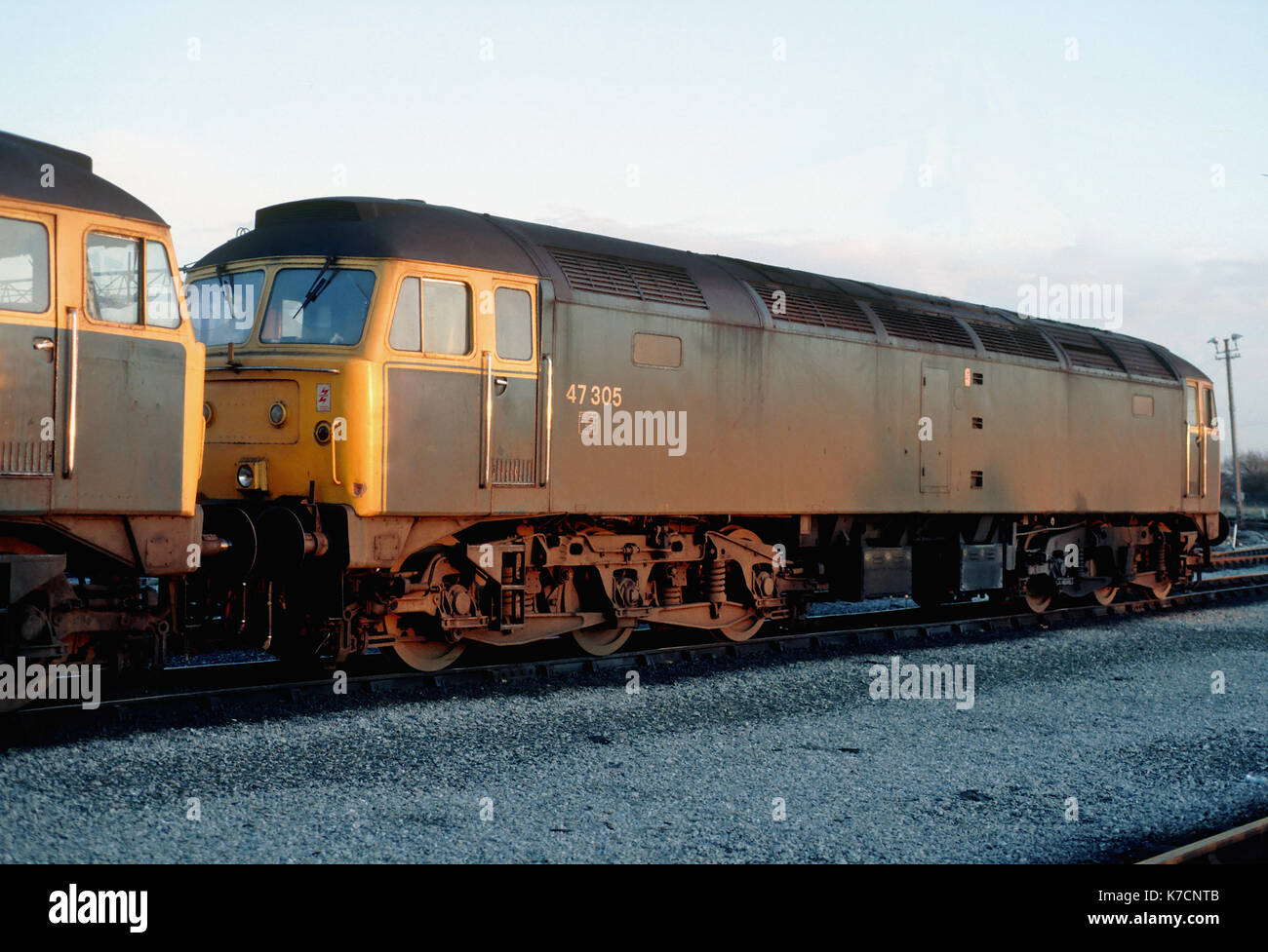 Class 47 locomotive stabled outside Eastleigh Depot in England Stock Photo