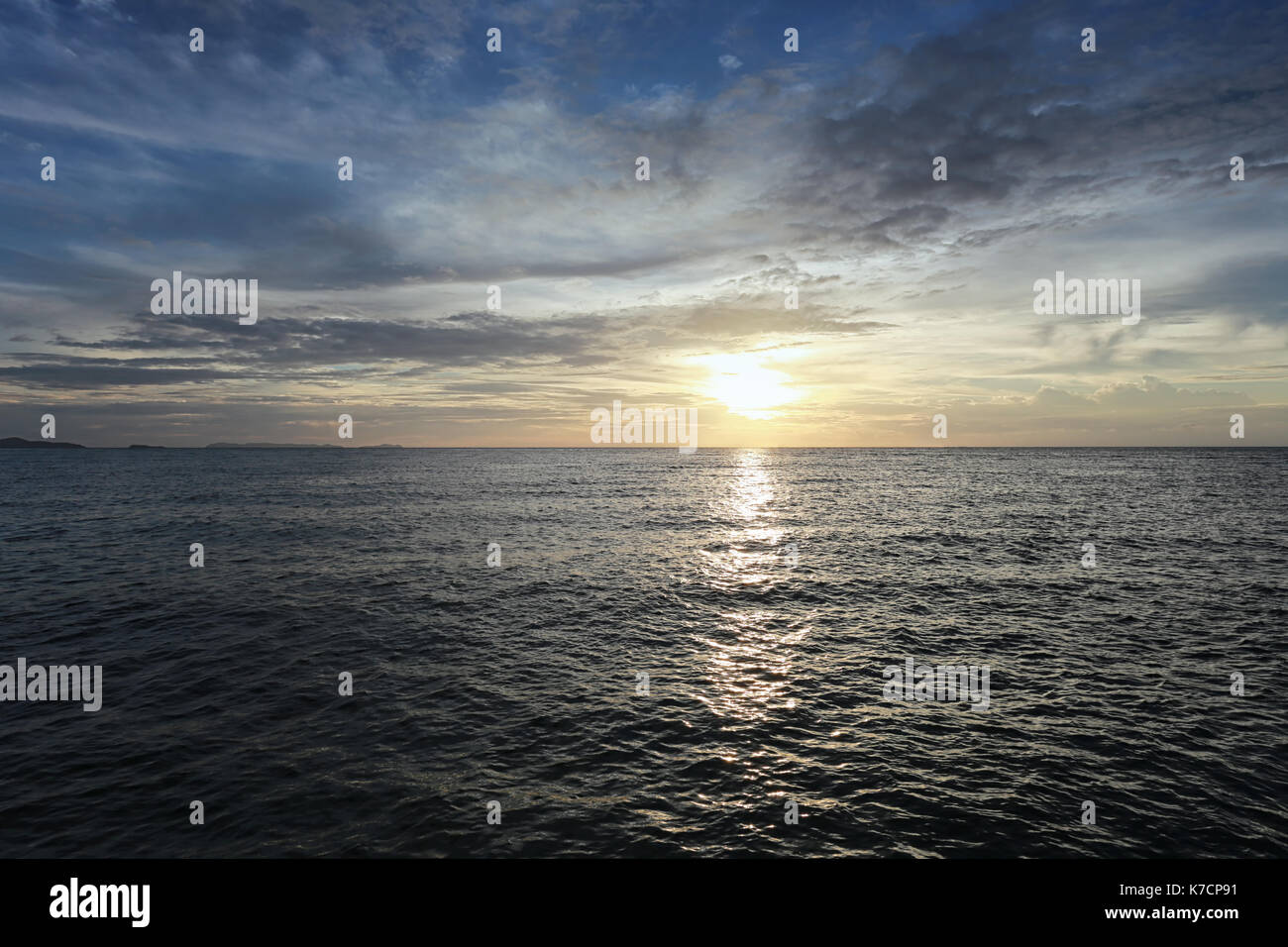 Sunset on sea in Thailand,Natural scenery in the evening. Stock Photo