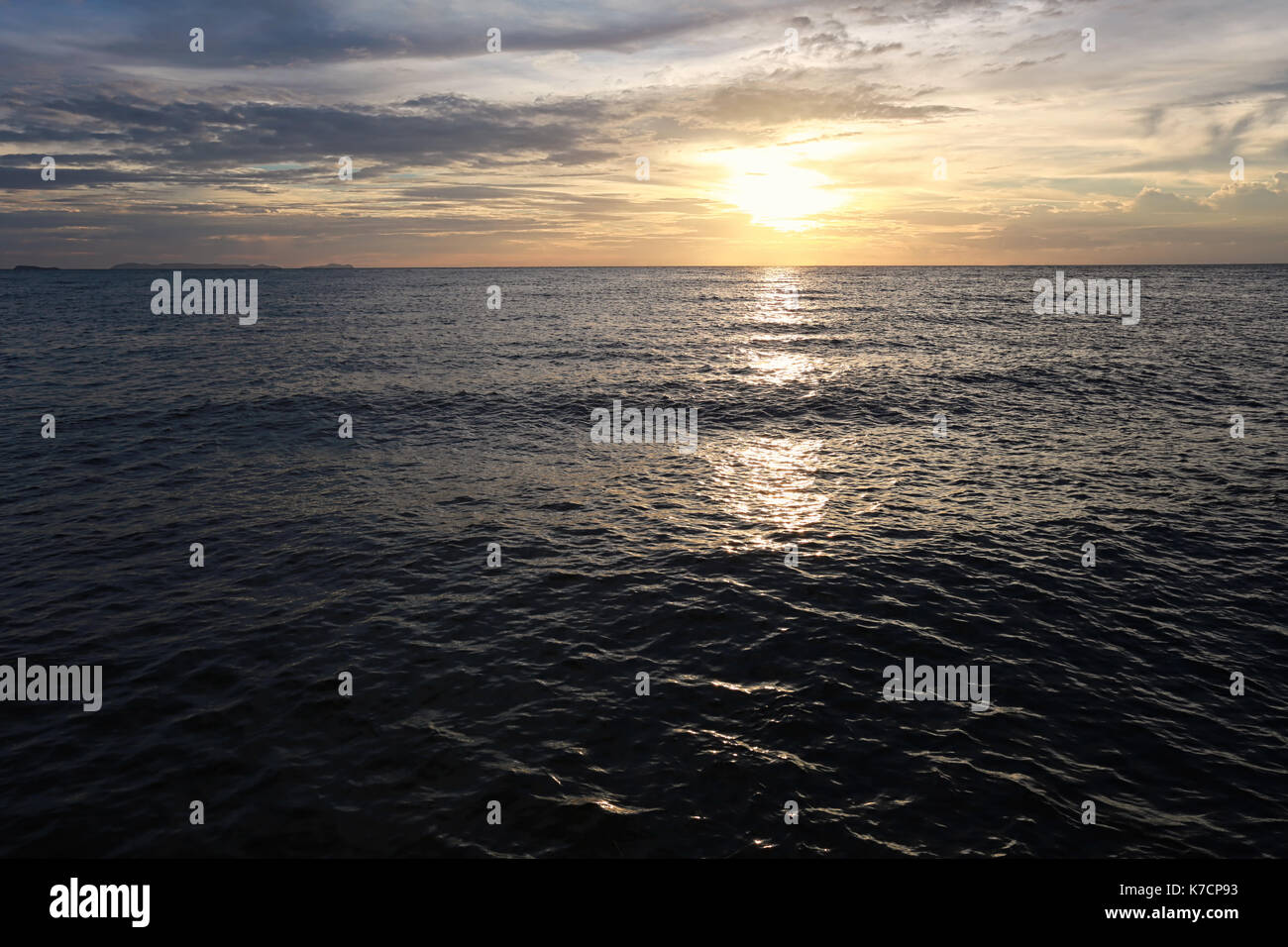 Sunset on sea in Thailand,Natural scenery in the evening. Stock Photo