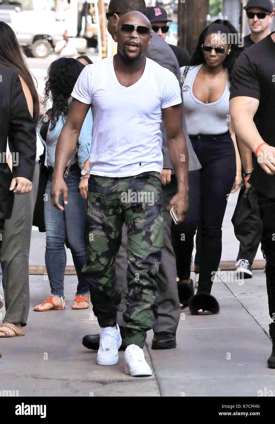 Floyd Mayweather arrives at the 'Jimmy Kimmel Live!' studios ahead of his  appearance on the show to promote his upcoming fight with Conor McGregor  Featuring: Floyd Mayweather Where: Los Angeles, California, United