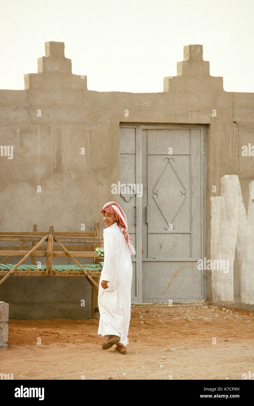 A Saudi boy at a rest house on the outskirts of Riyadh Stock Photo Alamy