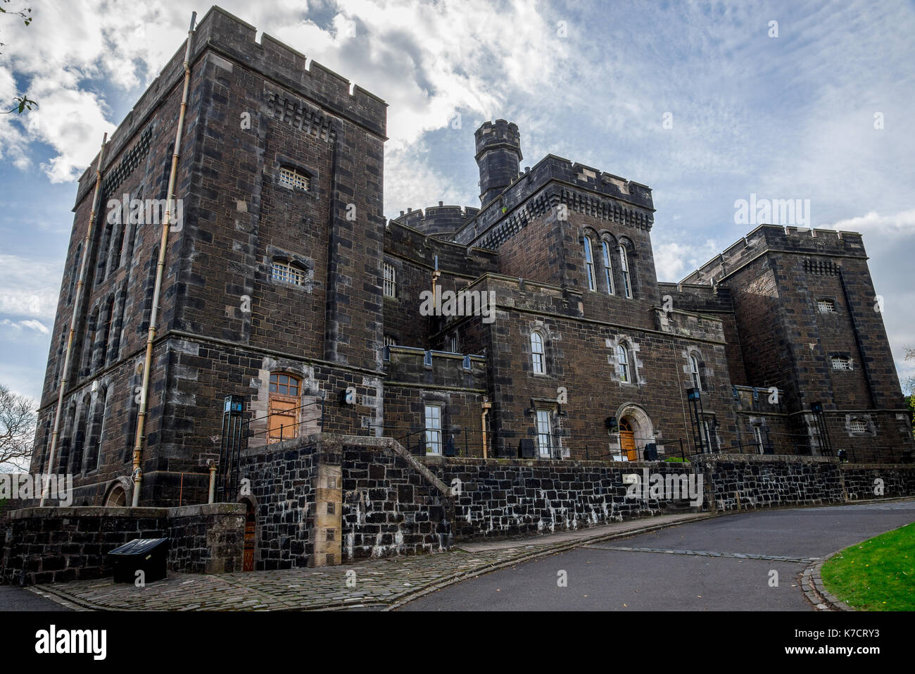 Front view of scenic Stirling Old Town Jail building medieval style, central Scotland Stock Photo