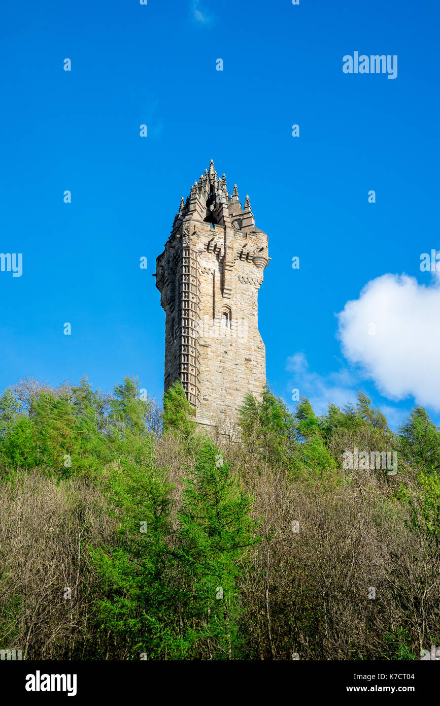 A view of National Wallace Monument from the visitor centre, central Scotland Stock Photo