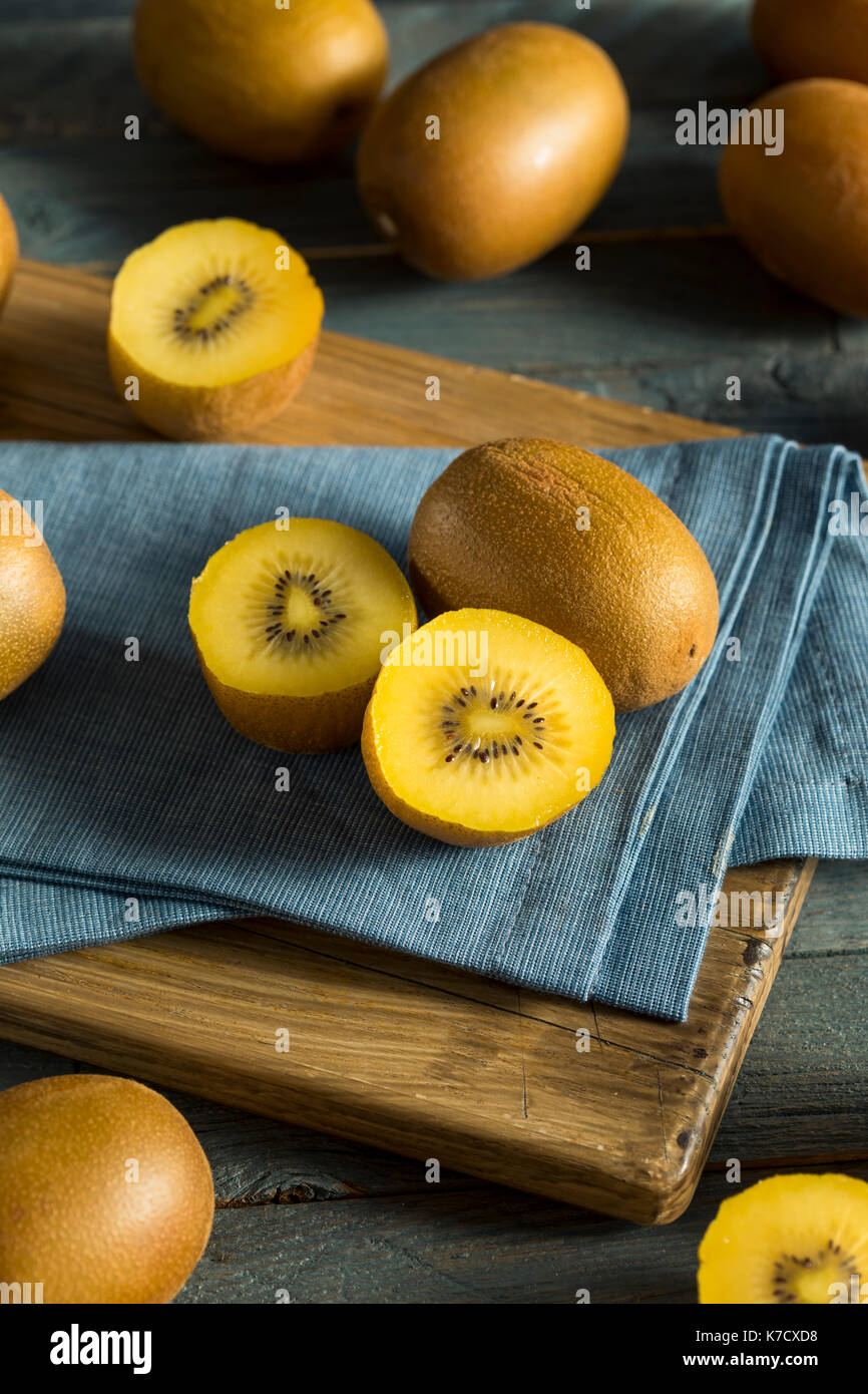 Raw Yellow Organic Golden Kiwis Ready to Eat Stock Photo