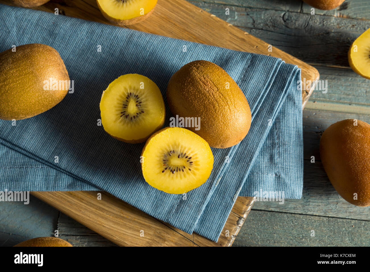 Raw Yellow Organic Golden Kiwis Ready to Eat Stock Photo