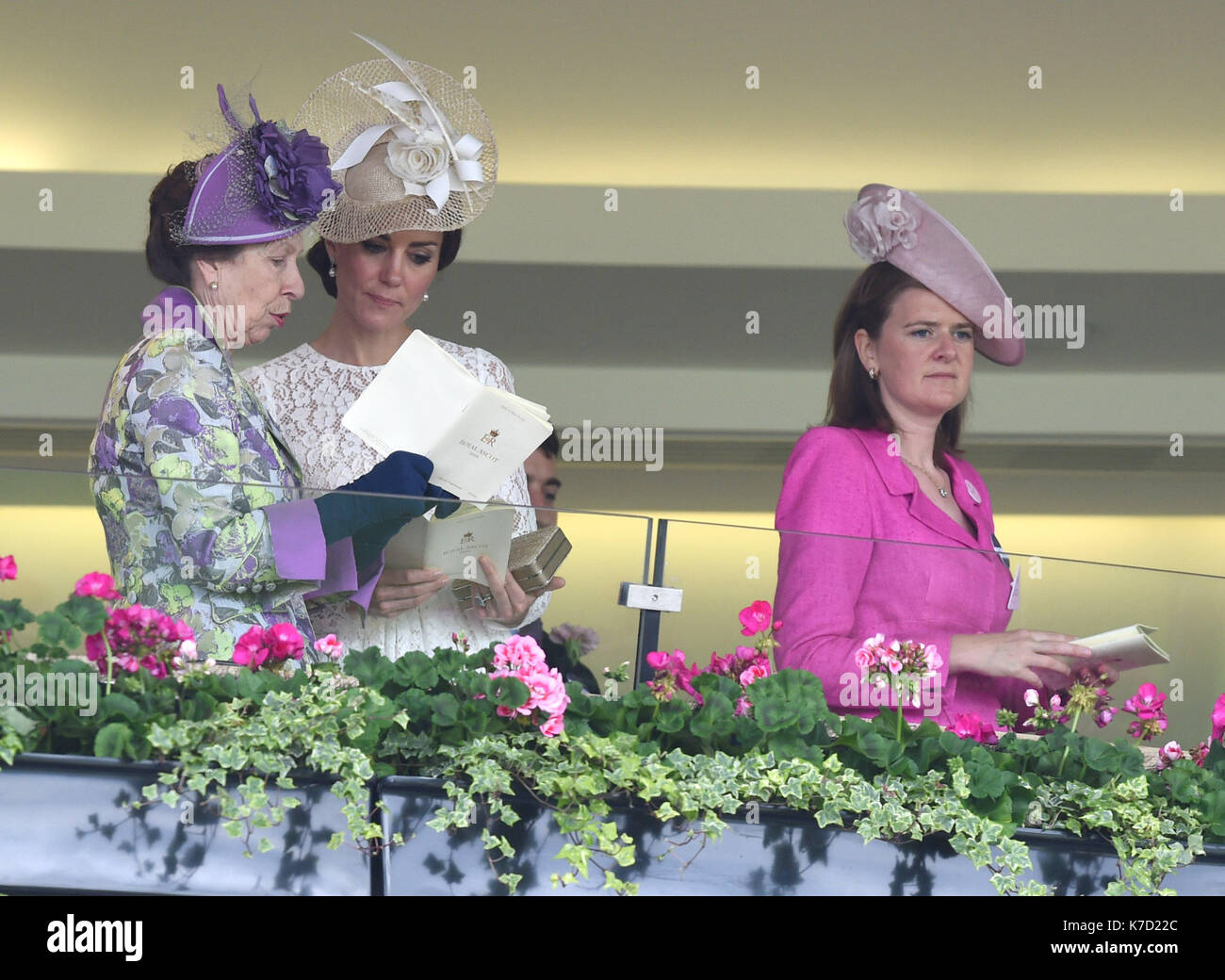 Photo Must Be Credited ©Alpha Press 079965 15/06/2016 Princess Anne and Kate Duchess of Cambridge Katherine Catherine Middleton at Royal Ascot 2016 at Ascot Racecourse in Ascot, Berkshire. Stock Photo