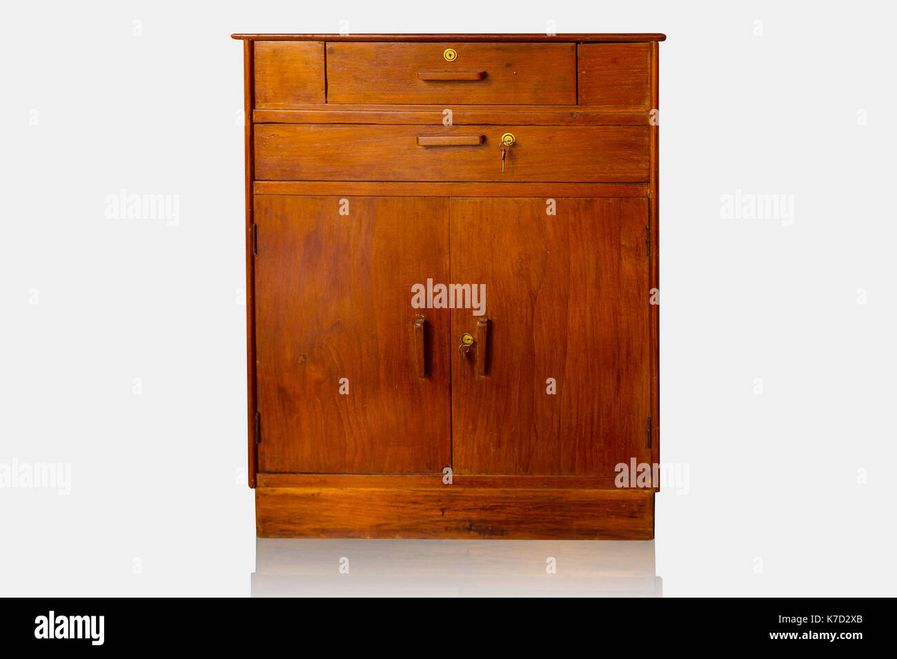 old antique wood front view isolated on white background Stock