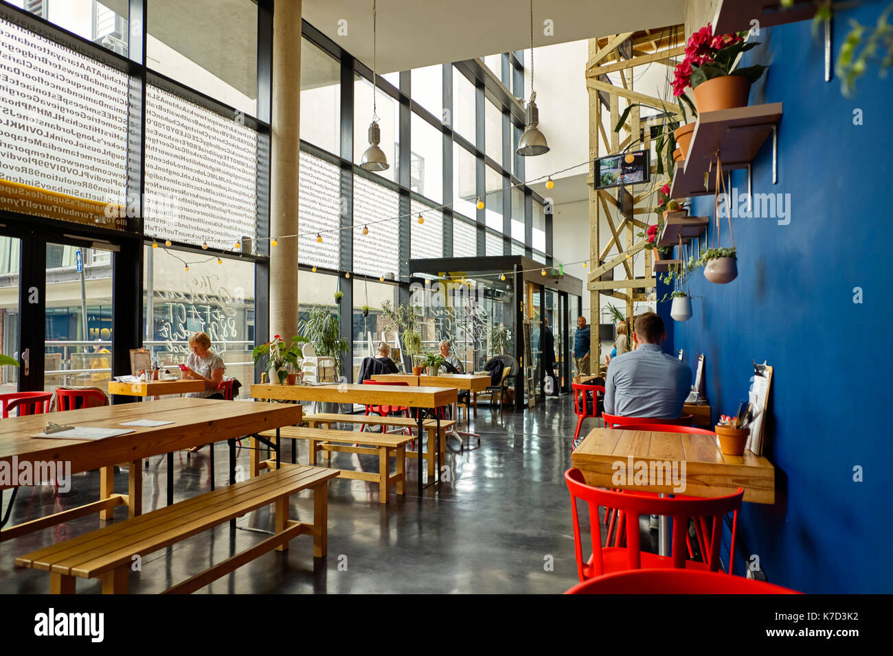 Cafe at FACT in Bold Street, Liverpool Stock Photo Alamy