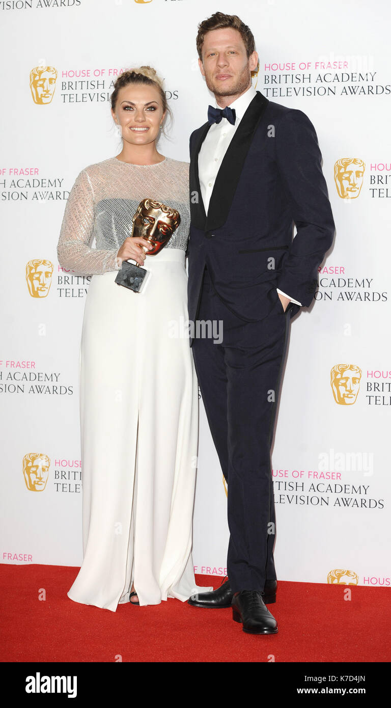 Photo Must Be Credited ©Kate Green/Alpha Press 079965 08/05/2016 Chanel Cresswell and James Norton at the House of Fraser British Academy Television Awards Bafta Pressroom held at the Royal Festival Hall in London Stock Photo
