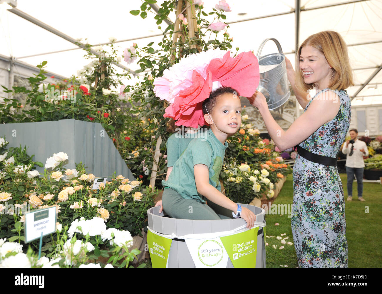 Photo Must Be Credited ©Alpha Press 079965 23/05/2016 Rosamund Pike at the RHS Chelsea Flower Show 2016 held at the Royal Hospital in Chelsea, London. Stock Photo