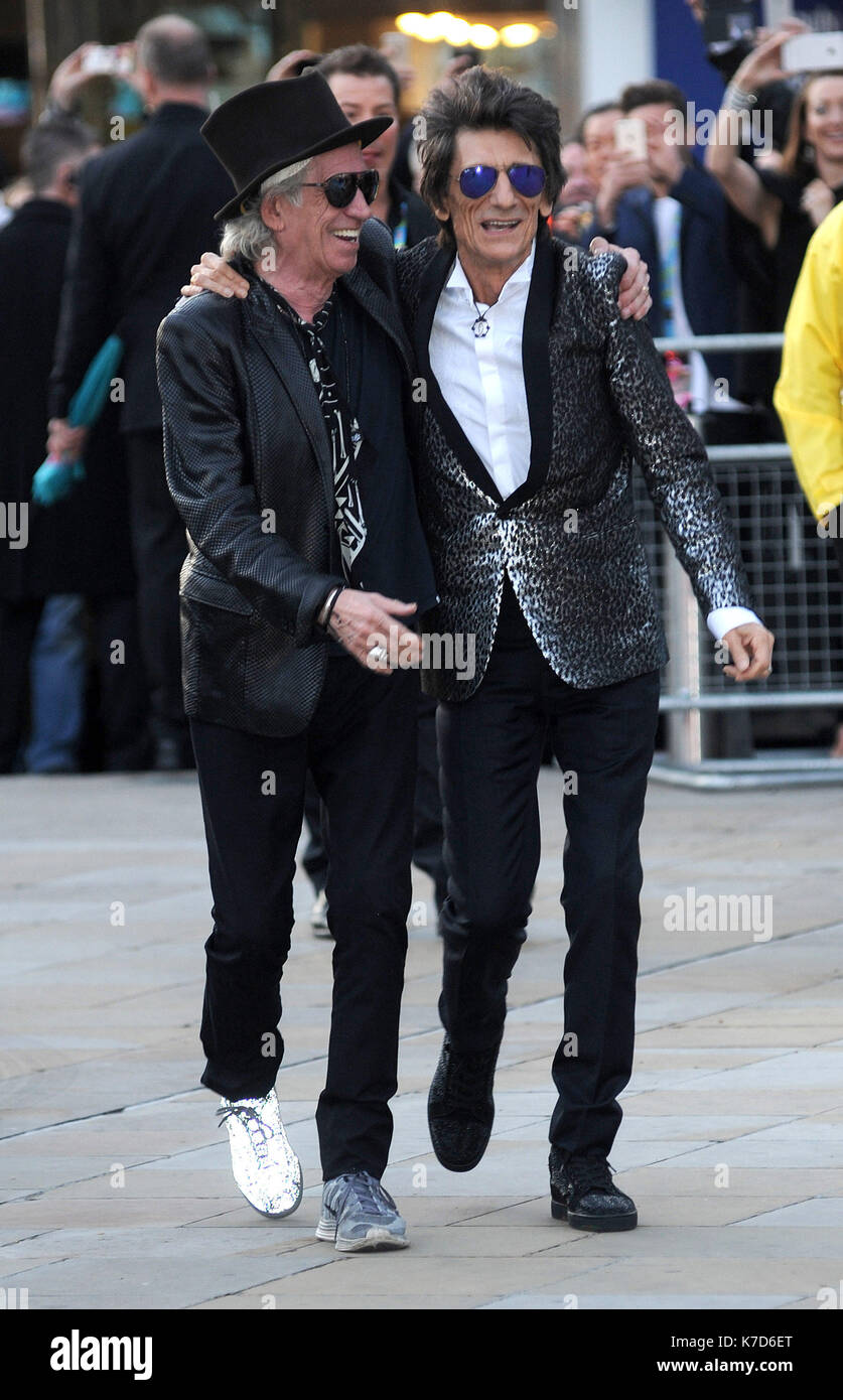 Photo Must Be Credited ©Alpha Press 078237 04/04/2016 Keith Richards and Ronnie Wood at The Rolling Stones Exhibitionism Private View Opening Night Gala held at the Saatchi Gallery in London. Stock Photo