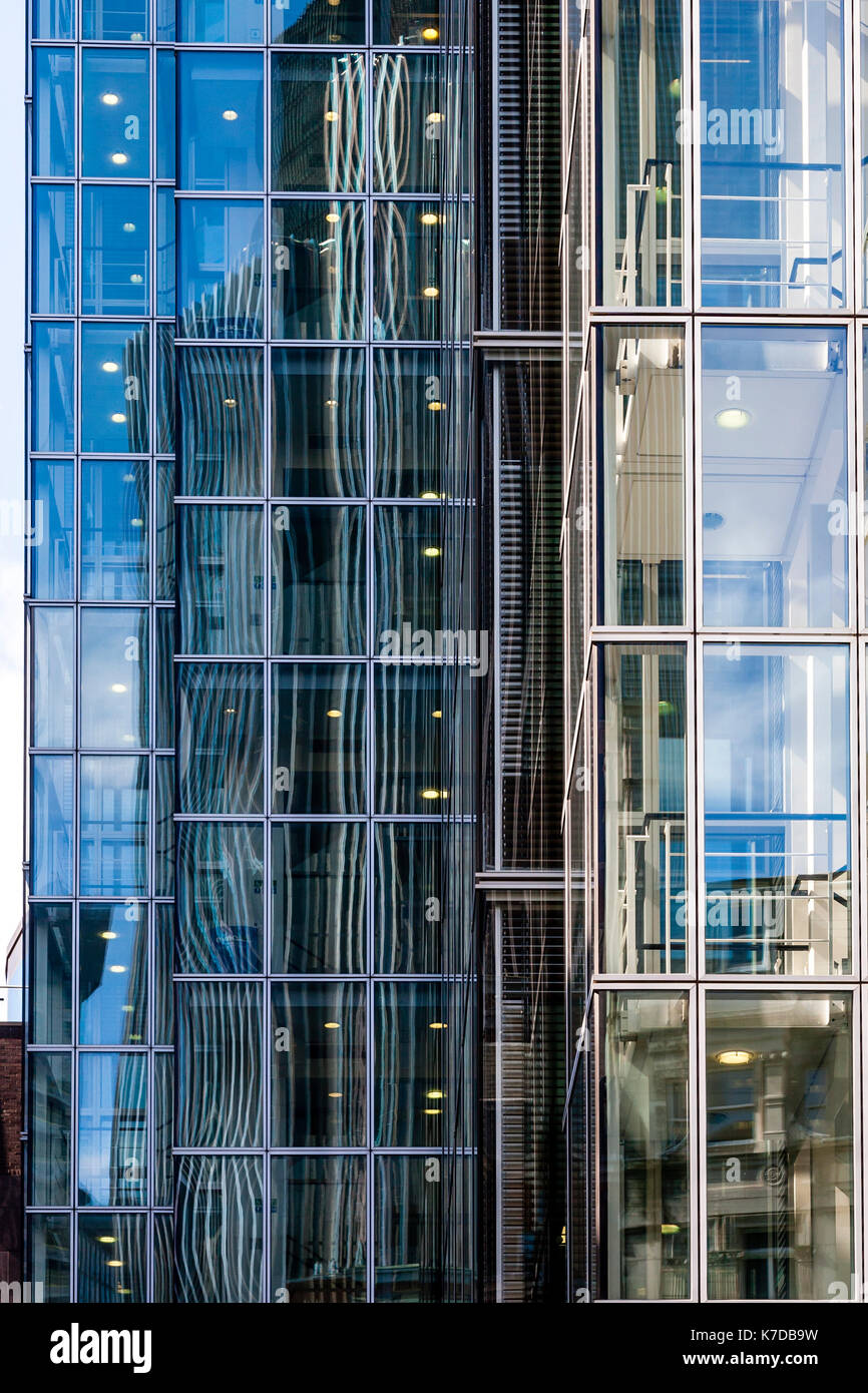 The Iconic Tower 42 Reflected On The Front Of A City Of London Building, London, UK Stock Photo
