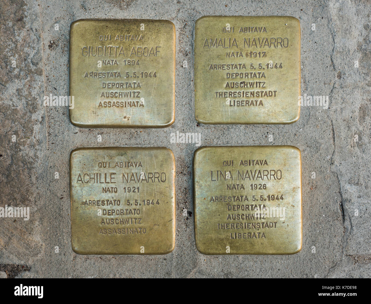 Stumbling blocks, memory of the victims of National Socialism, Venice, Venice, Veneto, Italy Stock Photo