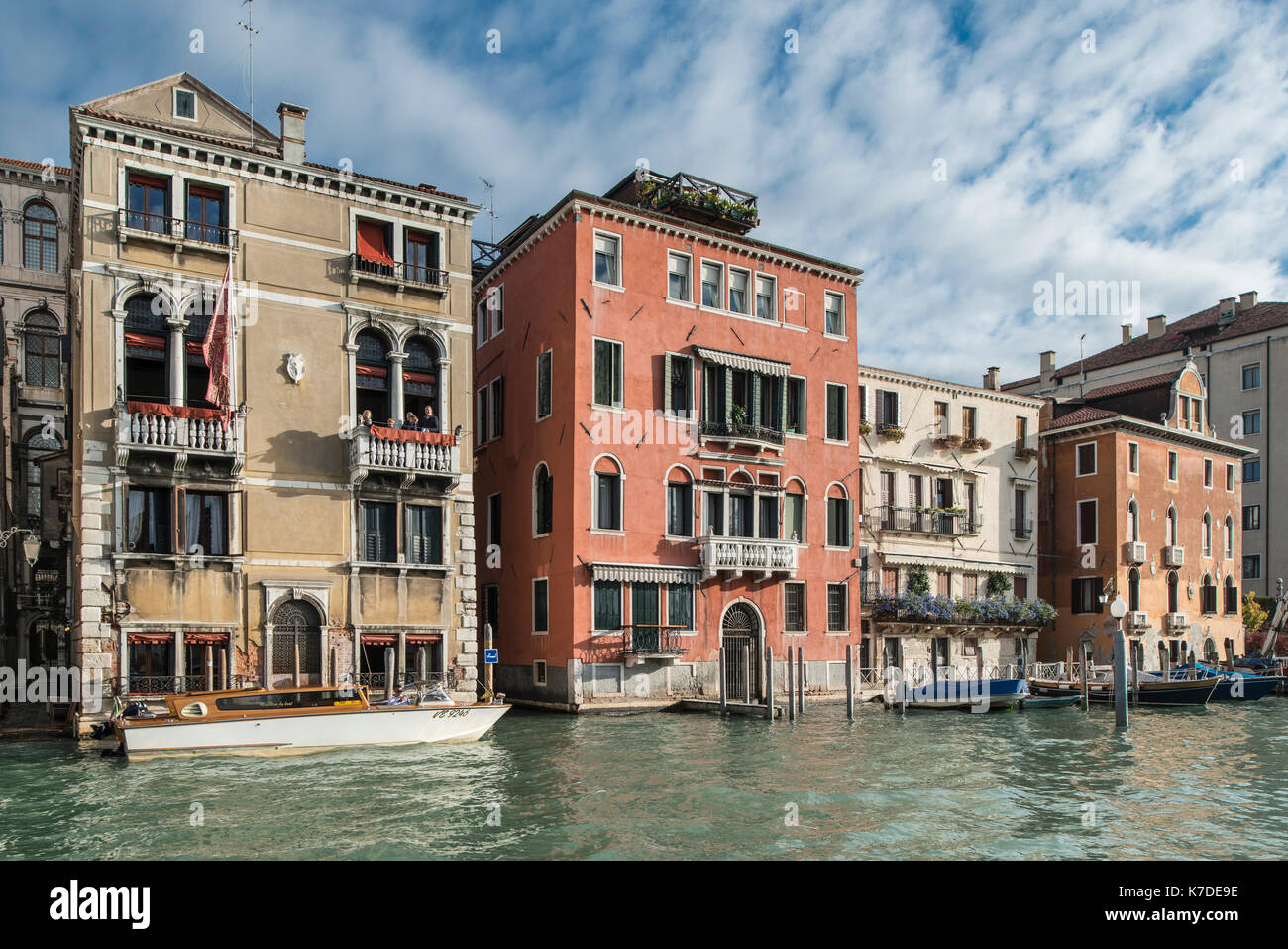 Venetian houses on the Canal Grande, Palazzo Pisani, Palazzo Succi, Casa Stecchini and Casina delle Rose, San Marco district Stock Photo