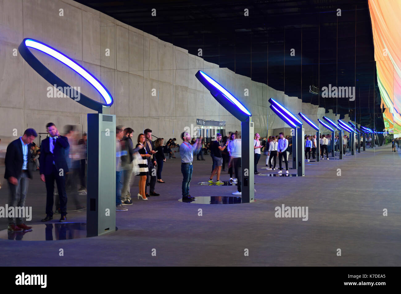 Exhibition hall of Samsung, International Consumer Electronics Fair IFA, 2017, Berlin, Germany Stock Photo