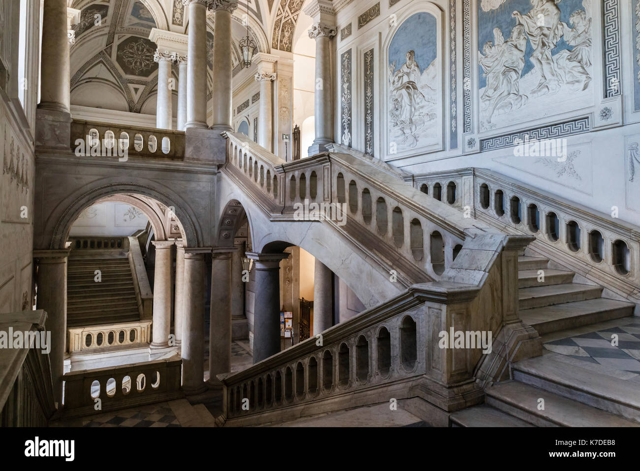 Staircase, University, Universita Degli Studi di Catania, former baroque Benedictine monastery of San Nicolò l' ArenaCatania Stock Photo