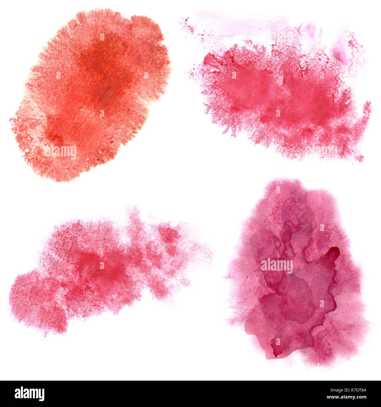 Set of watercolor stains isolated on the white background. Watercolour elements for your design Stock Photo