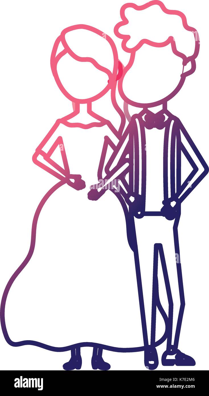 line happy couple together and romantic celebration Stock Vector Image ...