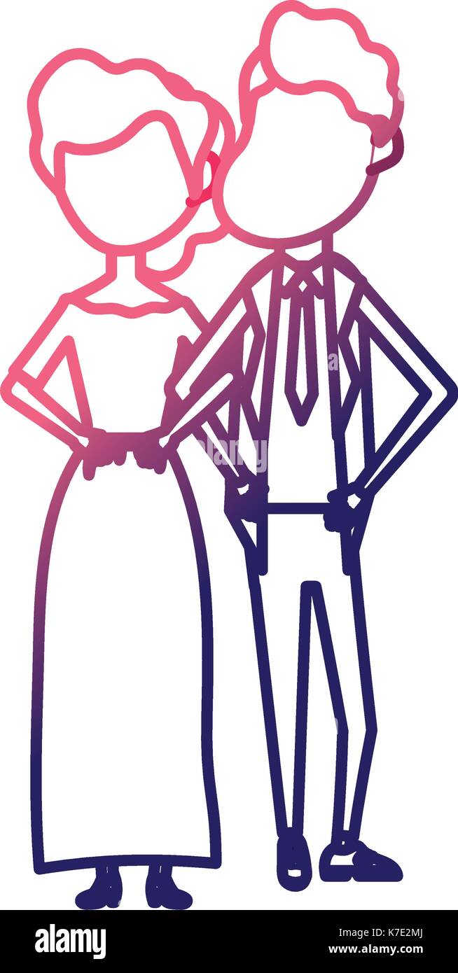 line happy couple together and romantic celebration Stock Vector Image ...