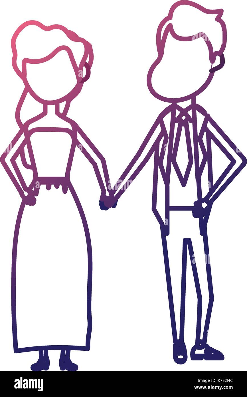 line happy couple together and romantic celebration Stock Vector Image ...