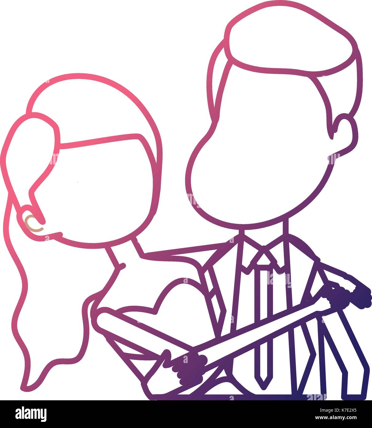 line happy couple together and romantic celebration Stock Vector Image ...