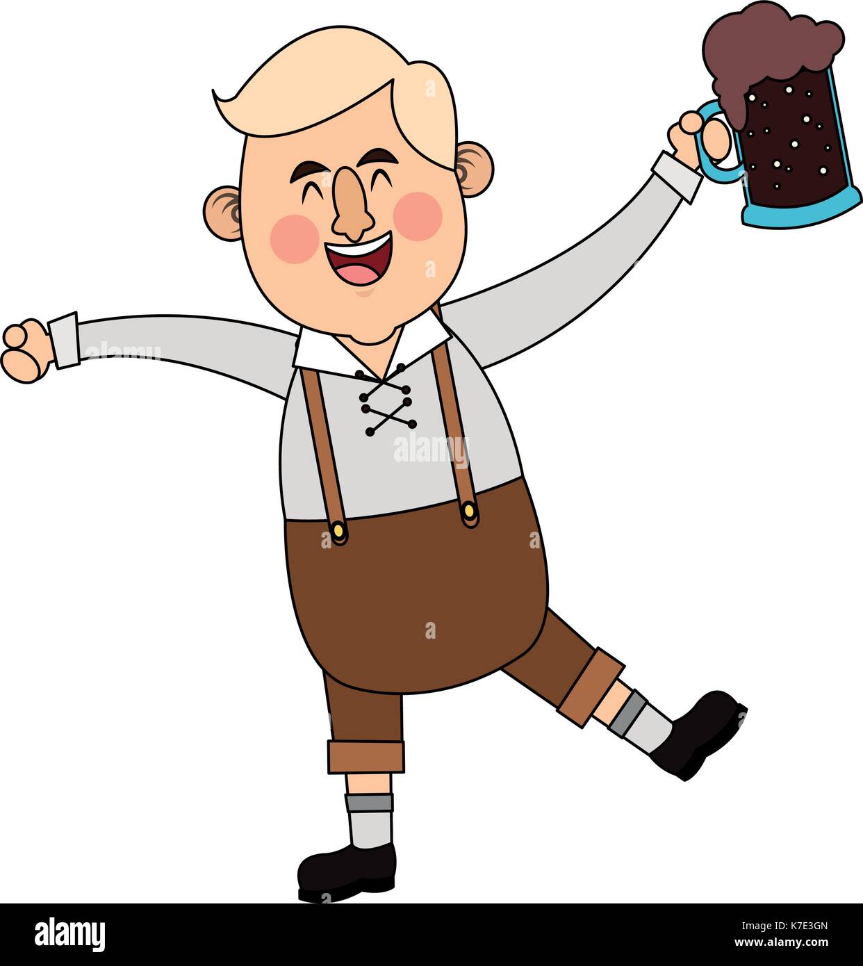 man in folk german costume holding dark beer icon image  Stock Vector