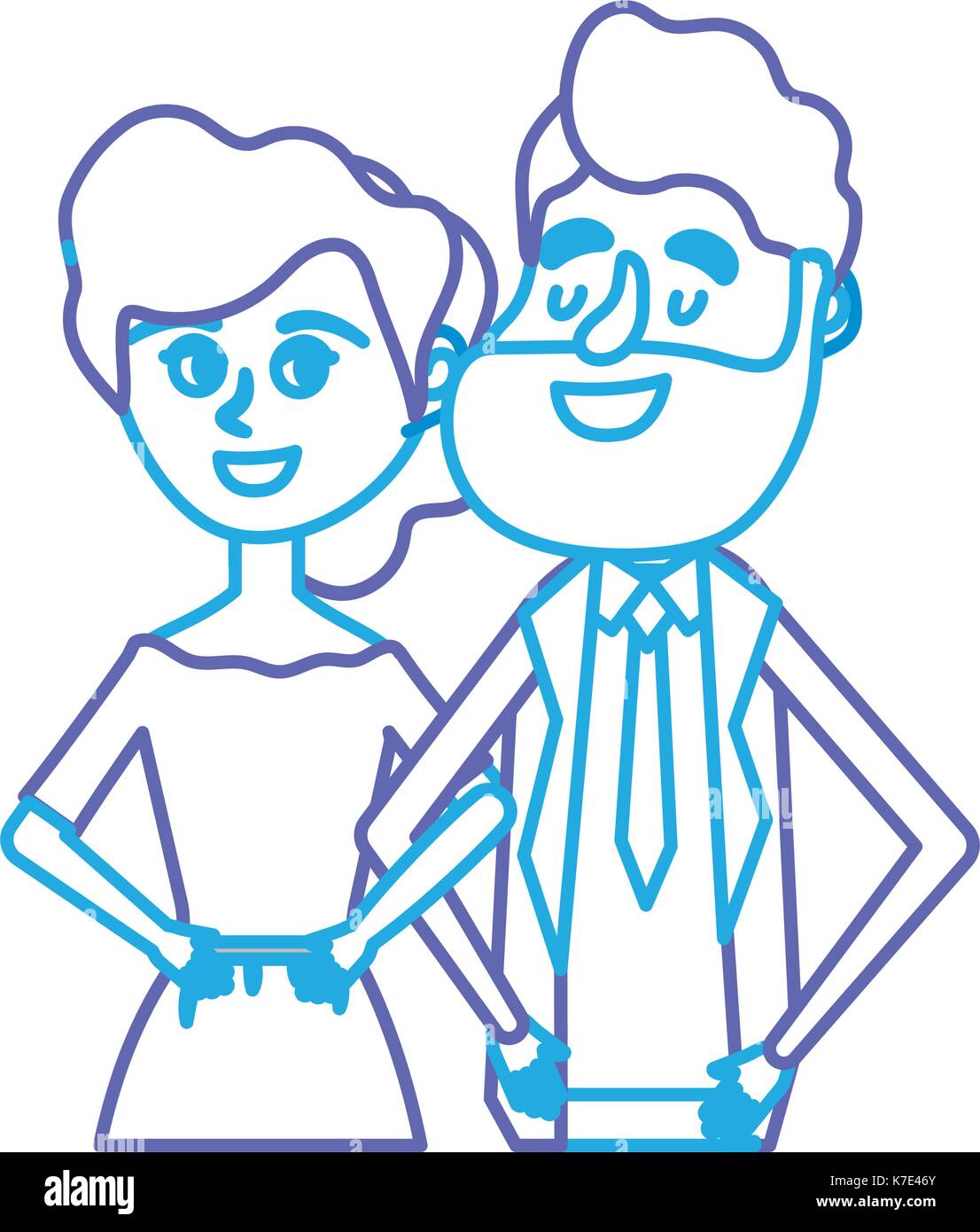 line happy couple together and romantic celebration Stock Vector Image ...