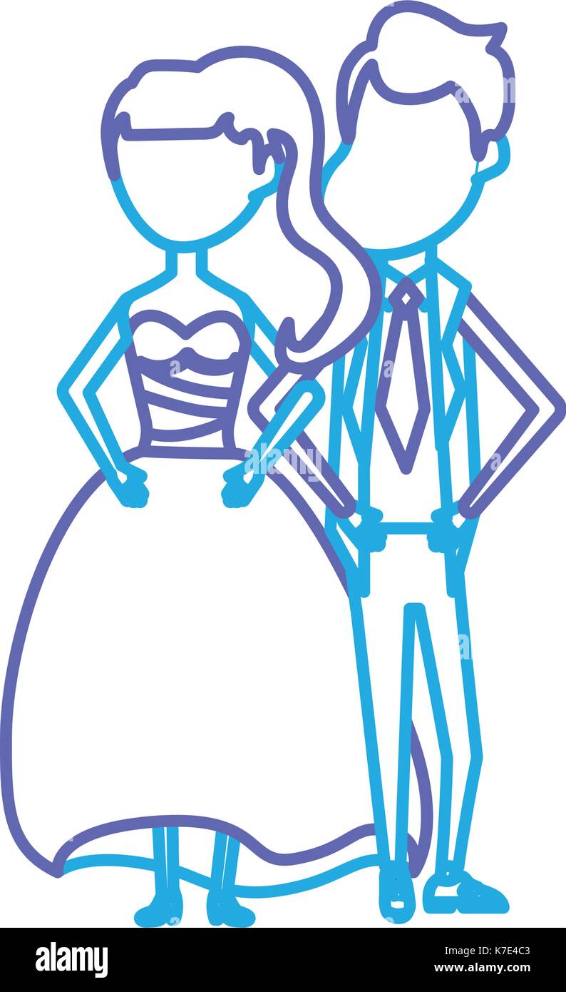 line happy couple together and romantic celebration Stock Vector Image ...