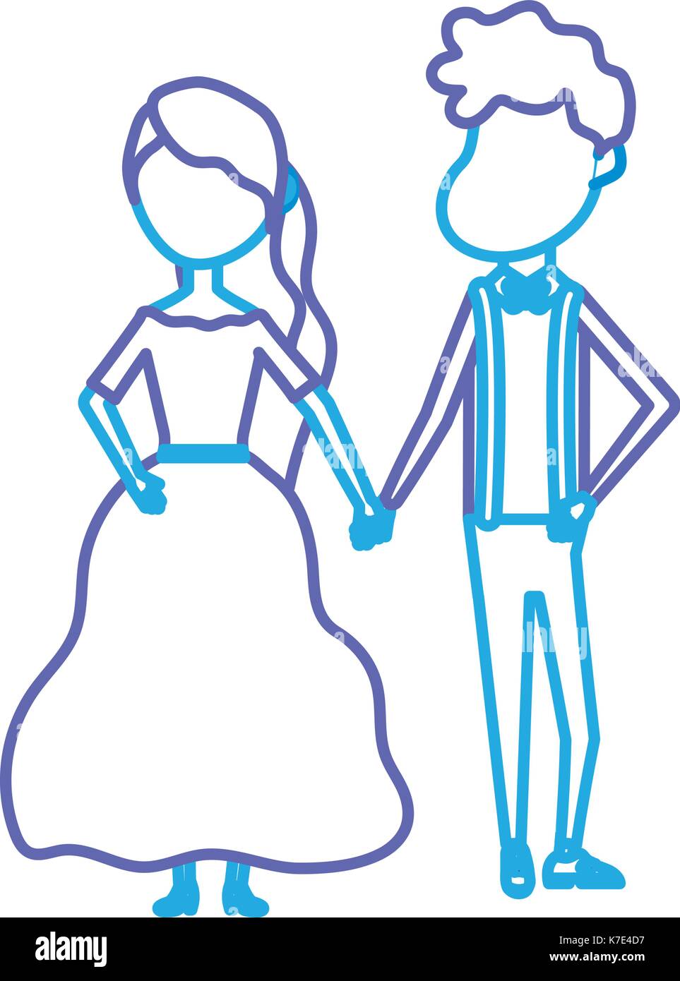 line happy couple together and romantic celebration Stock Vector Image ...