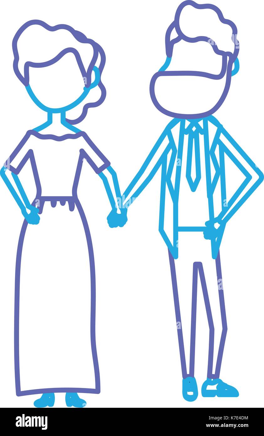 line happy couple together and romantic celebration Stock Vector Image ...