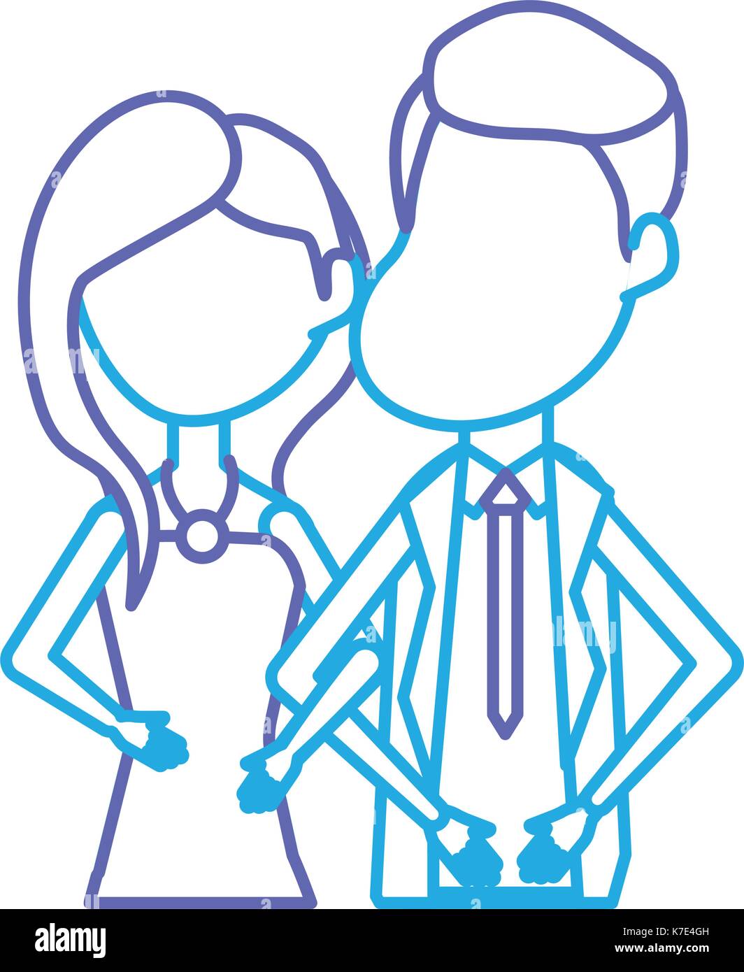 line happy couple together and romantic celebration Stock Vector Image ...