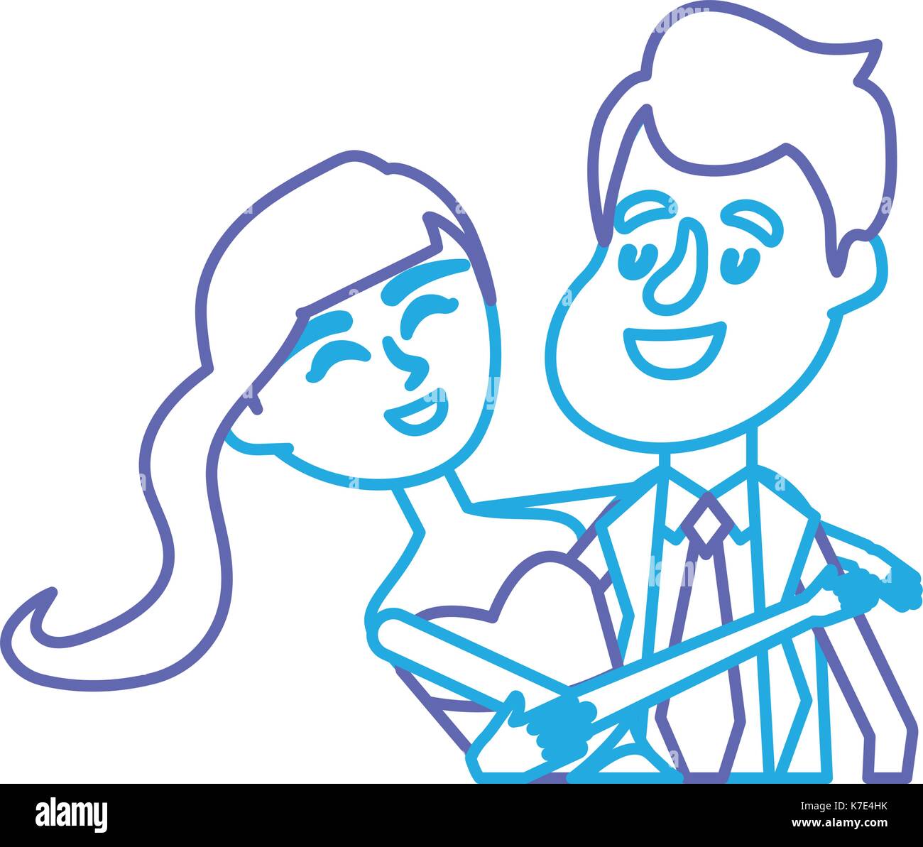 line happy couple together and romantic celebration Stock Vector Image ...