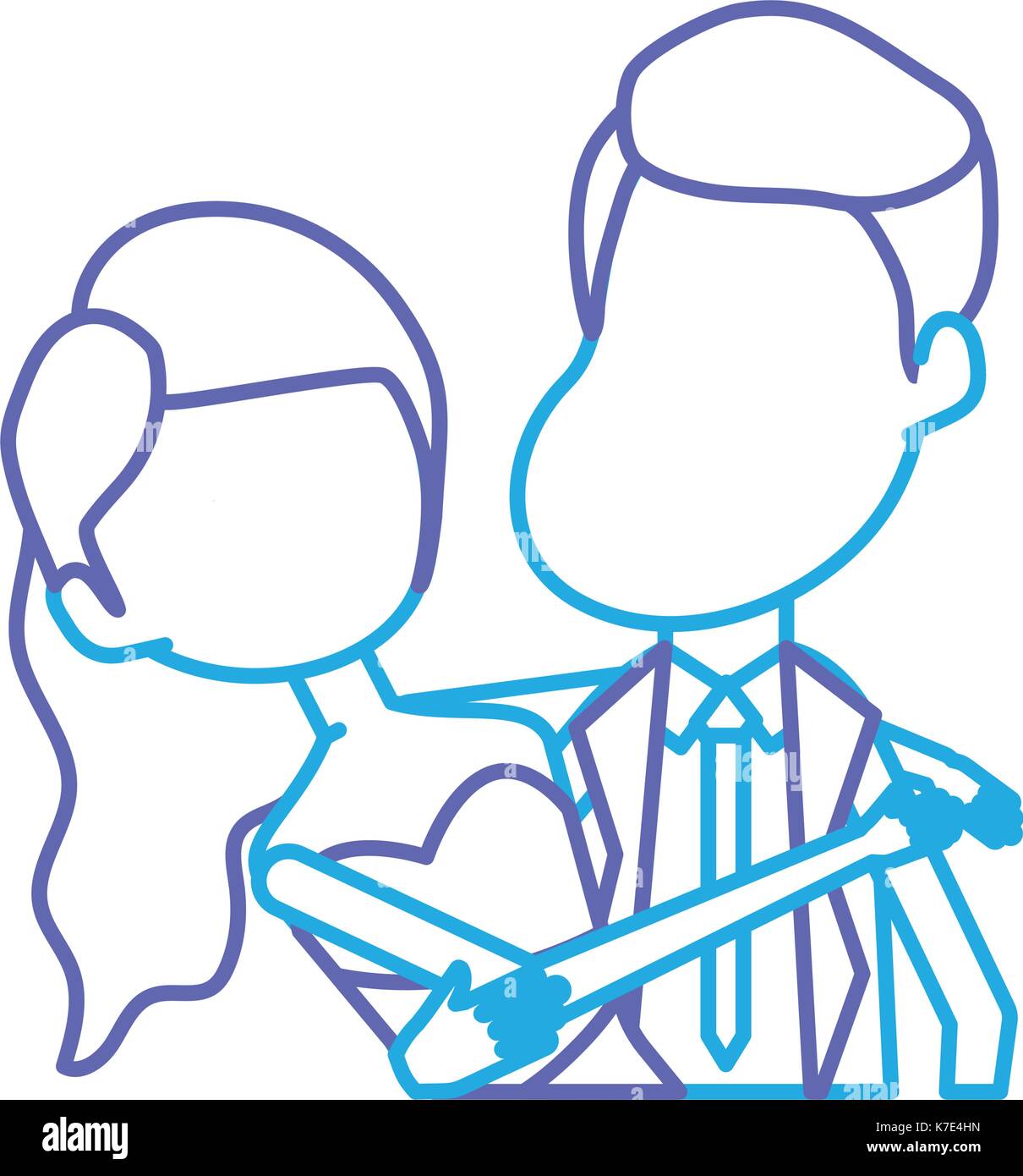 line happy couple together and romantic celebration Stock Vector Image ...