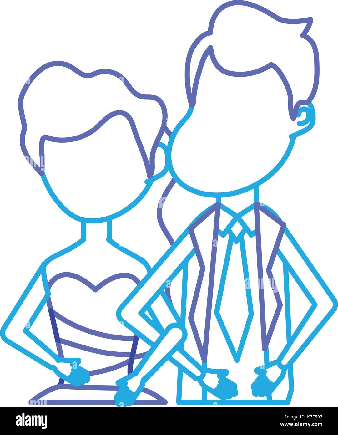 line happy couple together and romantic celebration Stock Vector Image ...