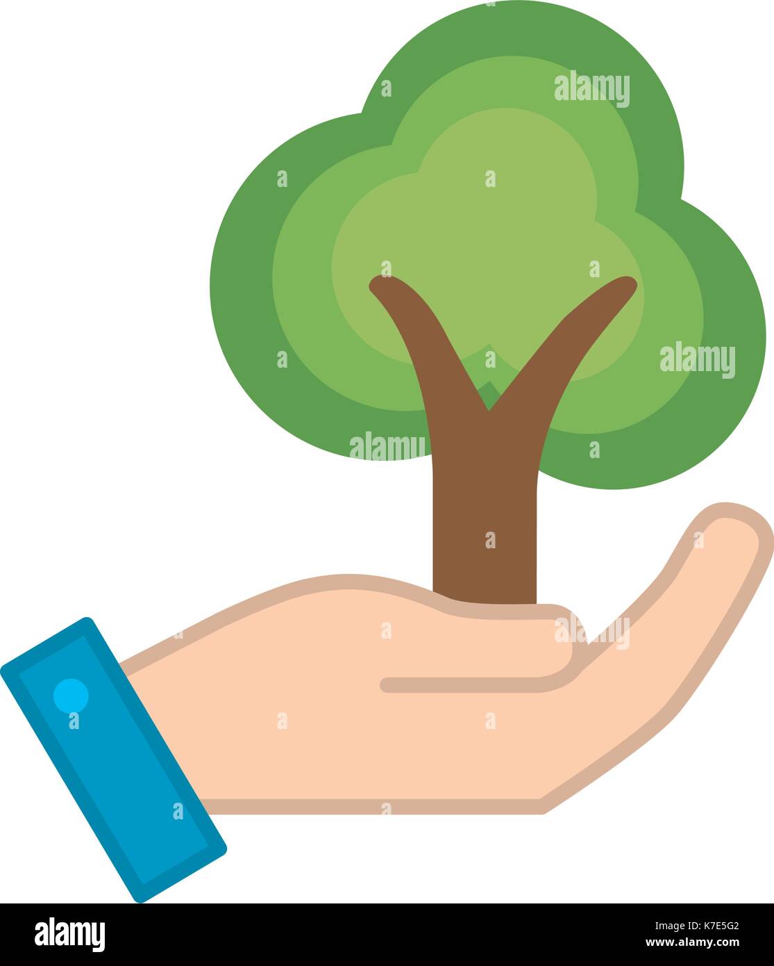 hand with ecological and natural tree icon Stock Vector Image & Art - Alamy
