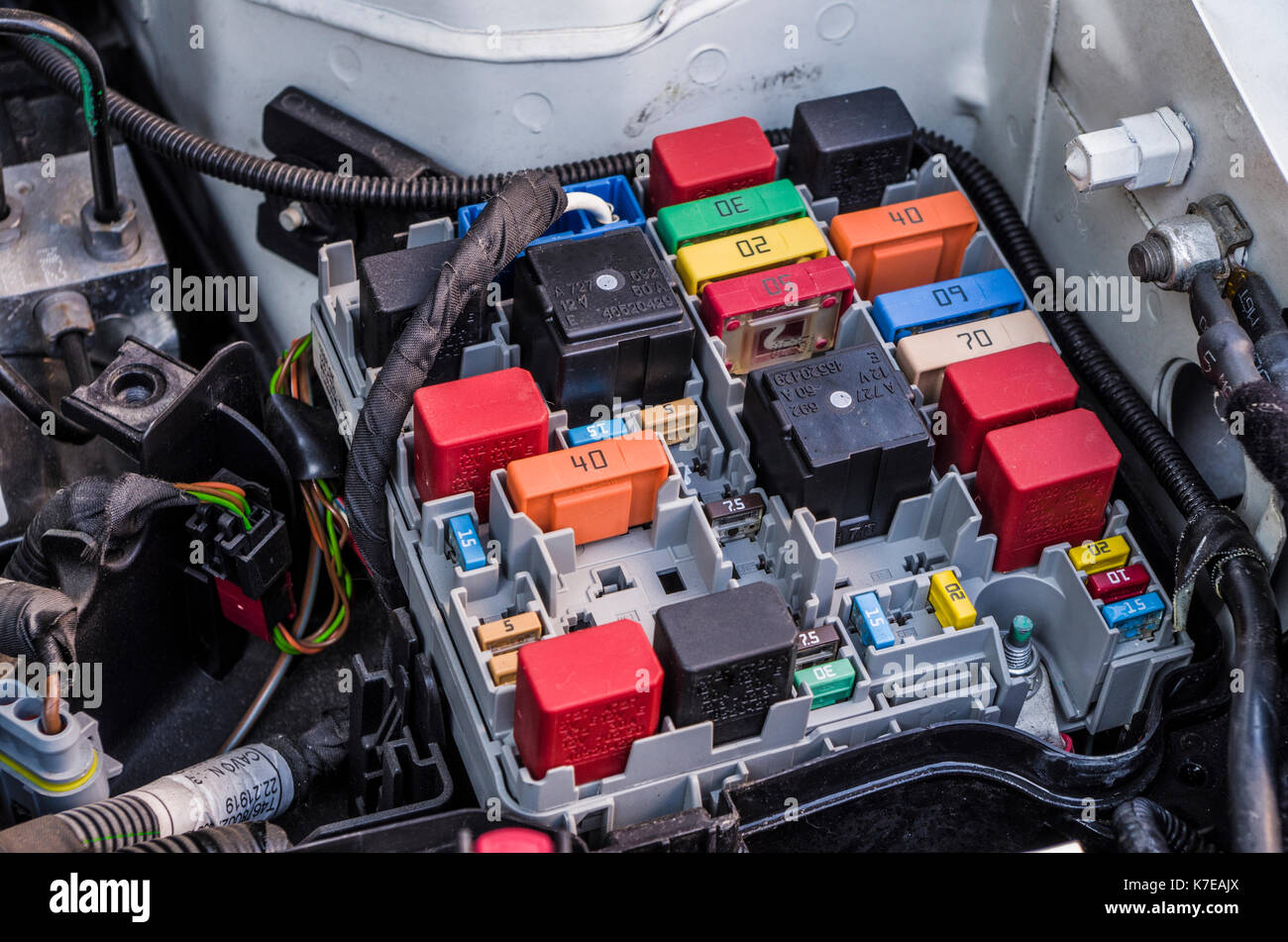 Fuses box of a car Stock Photo Alamy