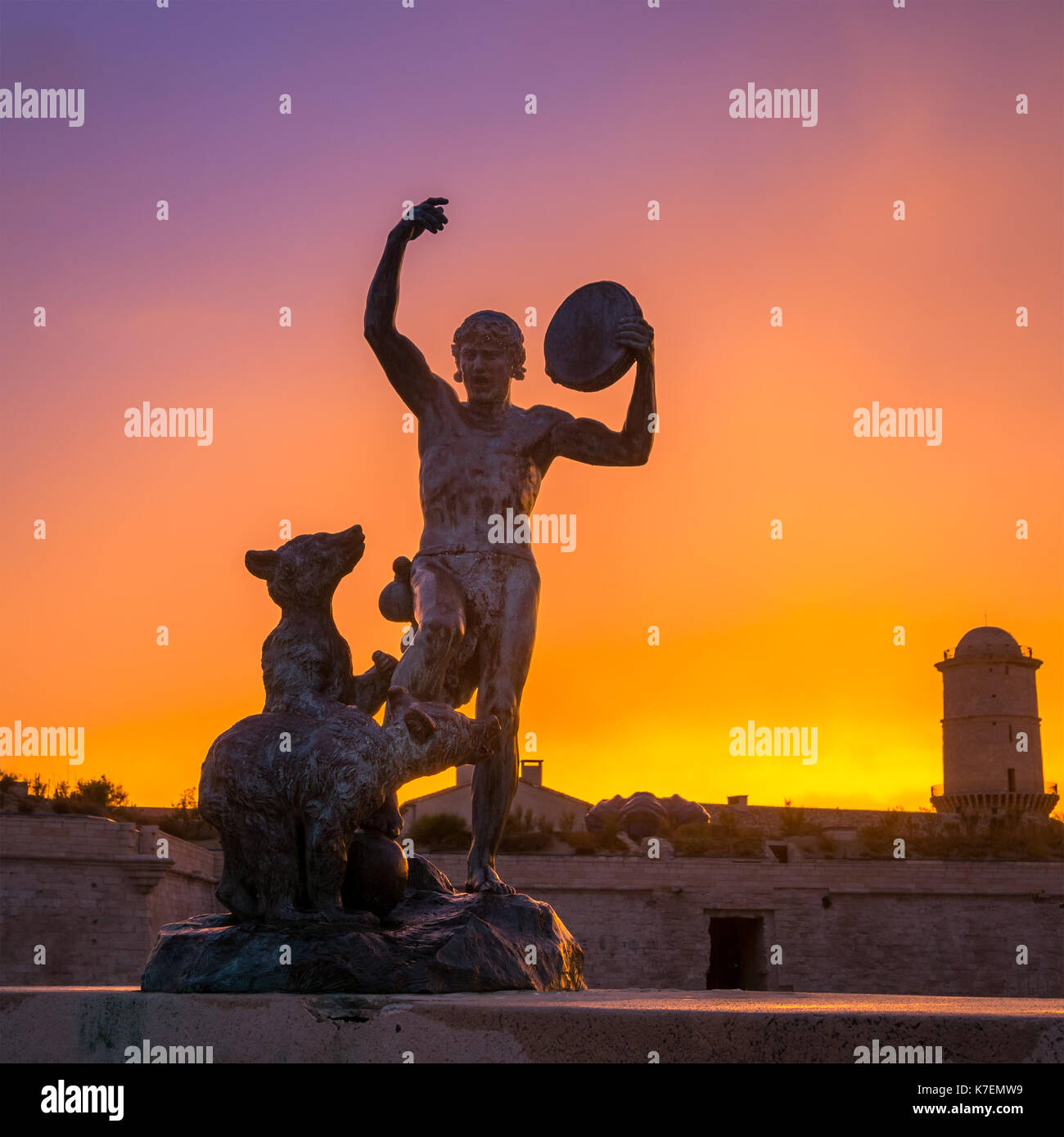 The Bear Trainer and Dancing Bears Bronze Statue by Louis Botinelly