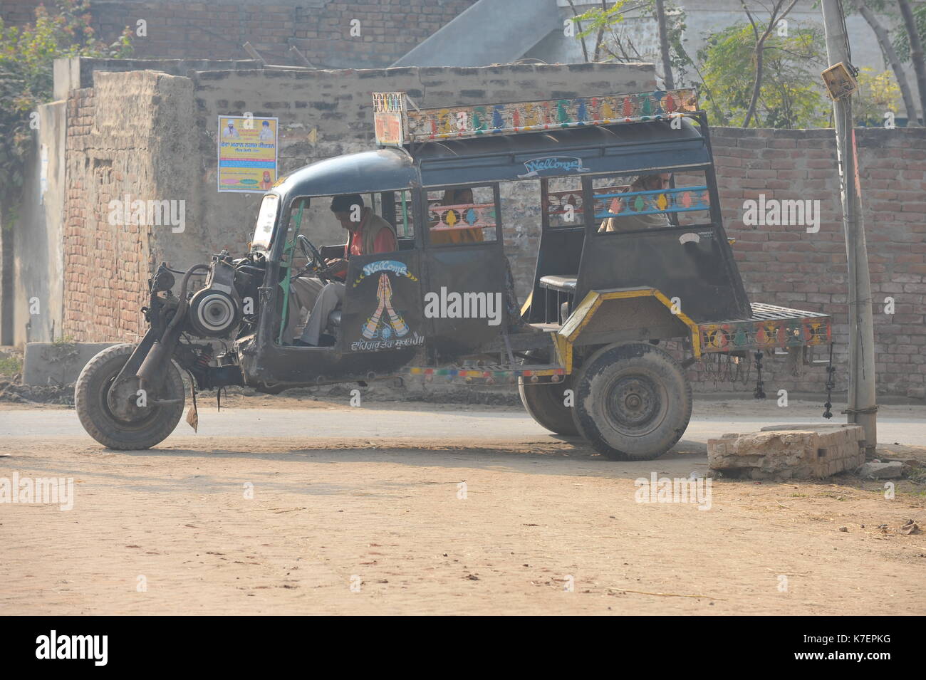 Three wheeler bus in Punjab Stock Photo