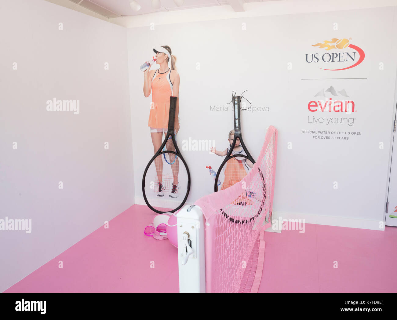 New York, NY USA August 26, 2017 Booth for Evian water sponsor of US