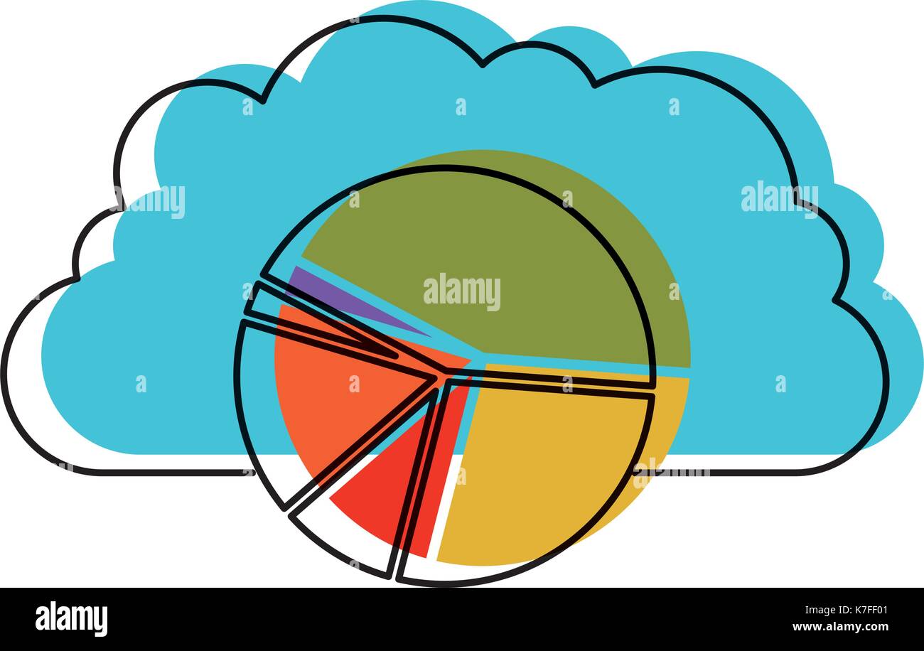 cloud storage data service icon and available space circular graphic shading in watercolor silhouette Stock Vector