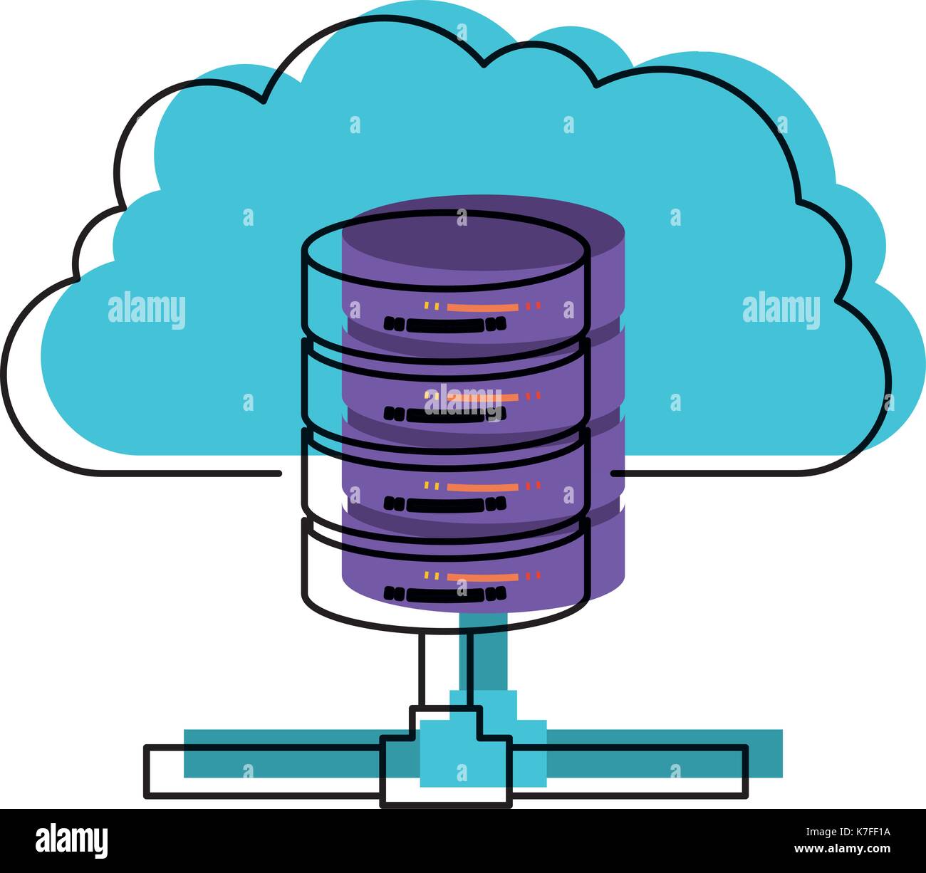 cloud and network server storage in watercolor silhouette Stock Vector ...