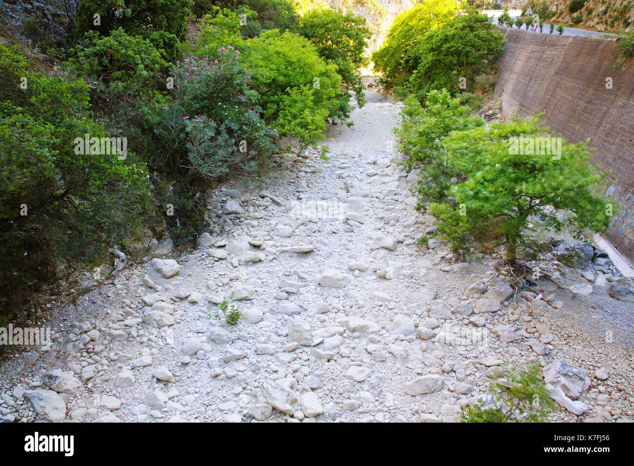 A dried up river bed in Kefalonia,Greece Stock Photo