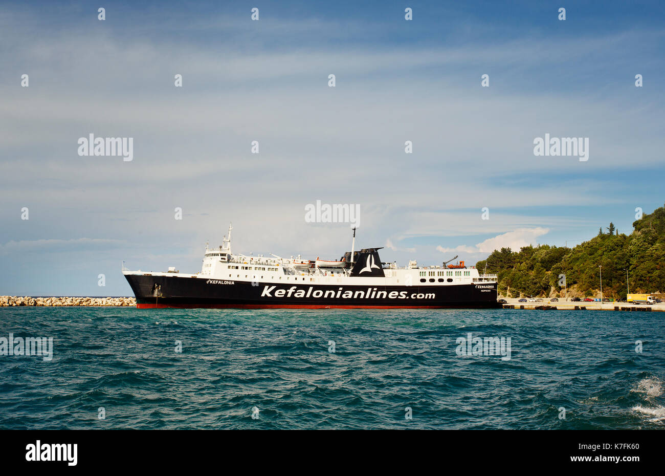 A passenger ferry at Poros in Kefalonia,Greece Stock Photo
