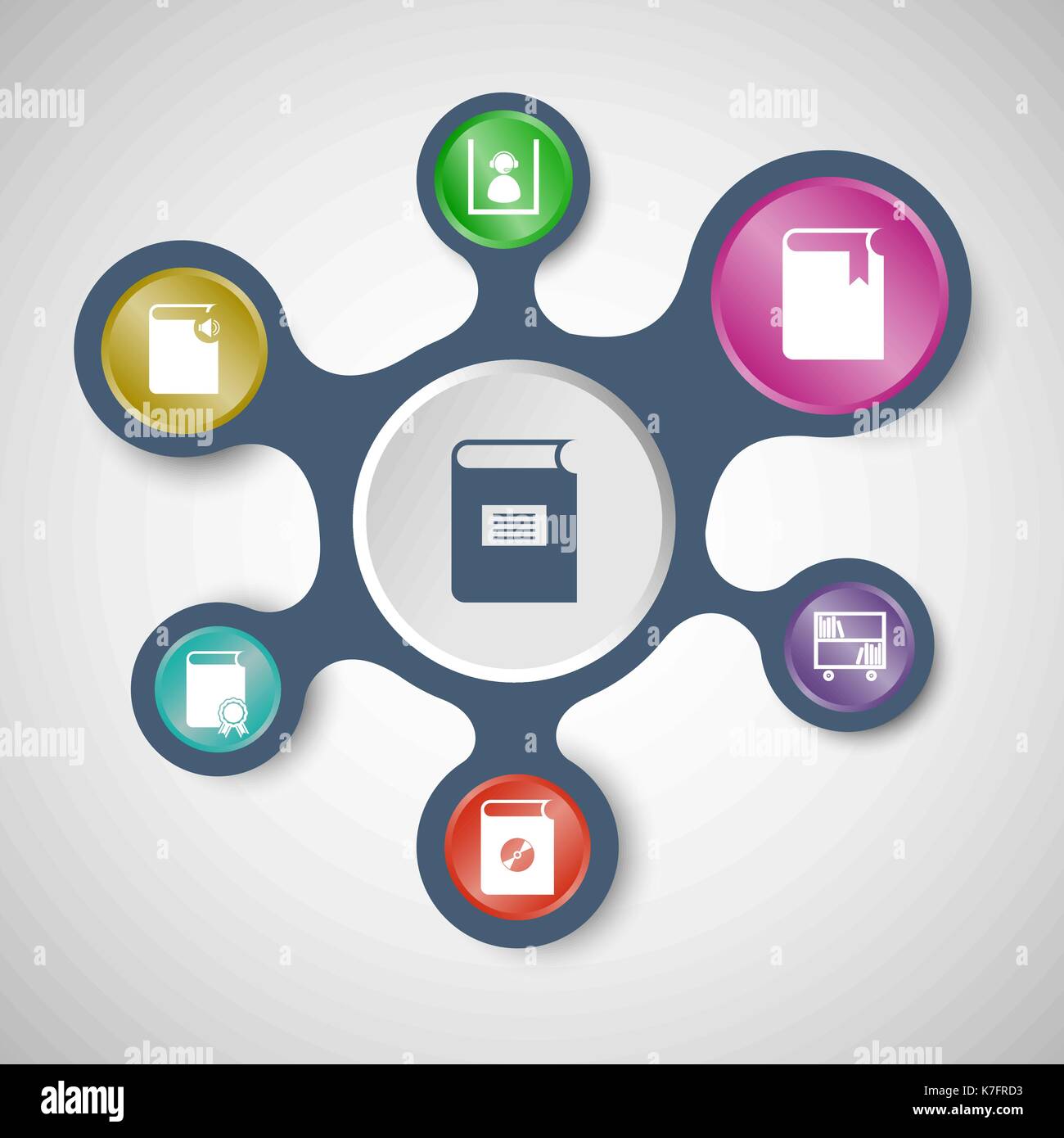 Library infographic templates with connected metaballs, stock vector Stock Vector