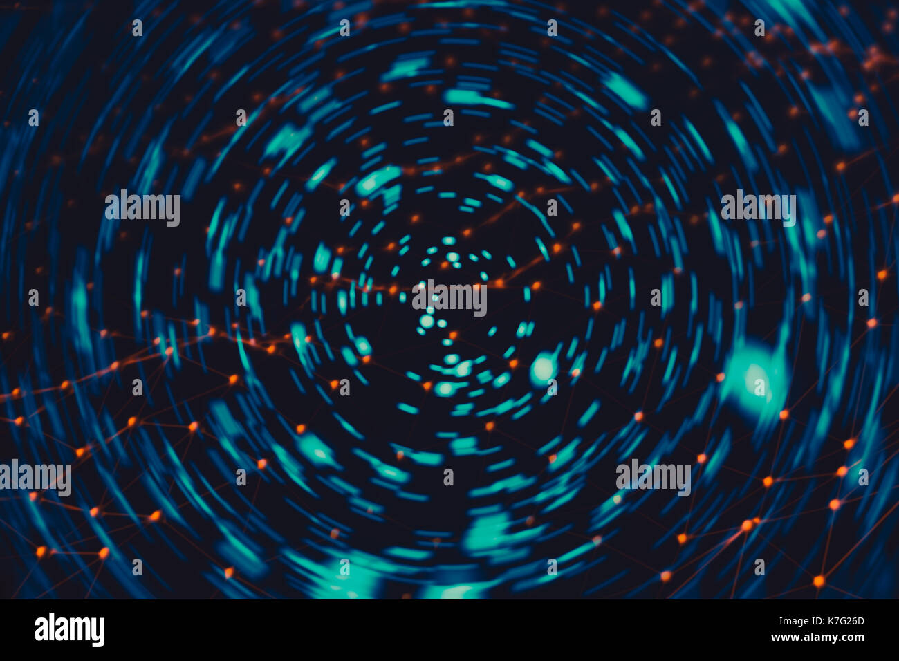 abstract illustration of spinning dot sci-fi modern technology deep space technology concept. Stock Photo