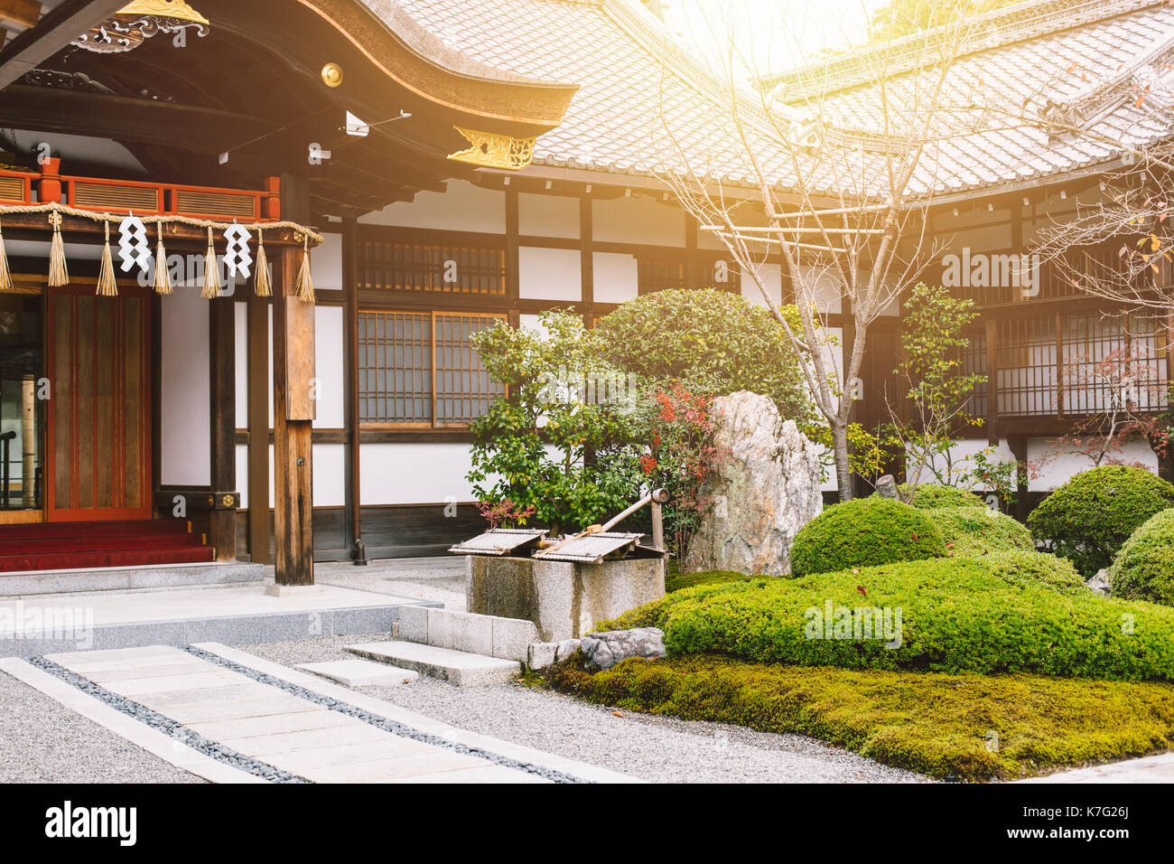 Japan Home garden zen style traditional Asian architecture. Stock Photo