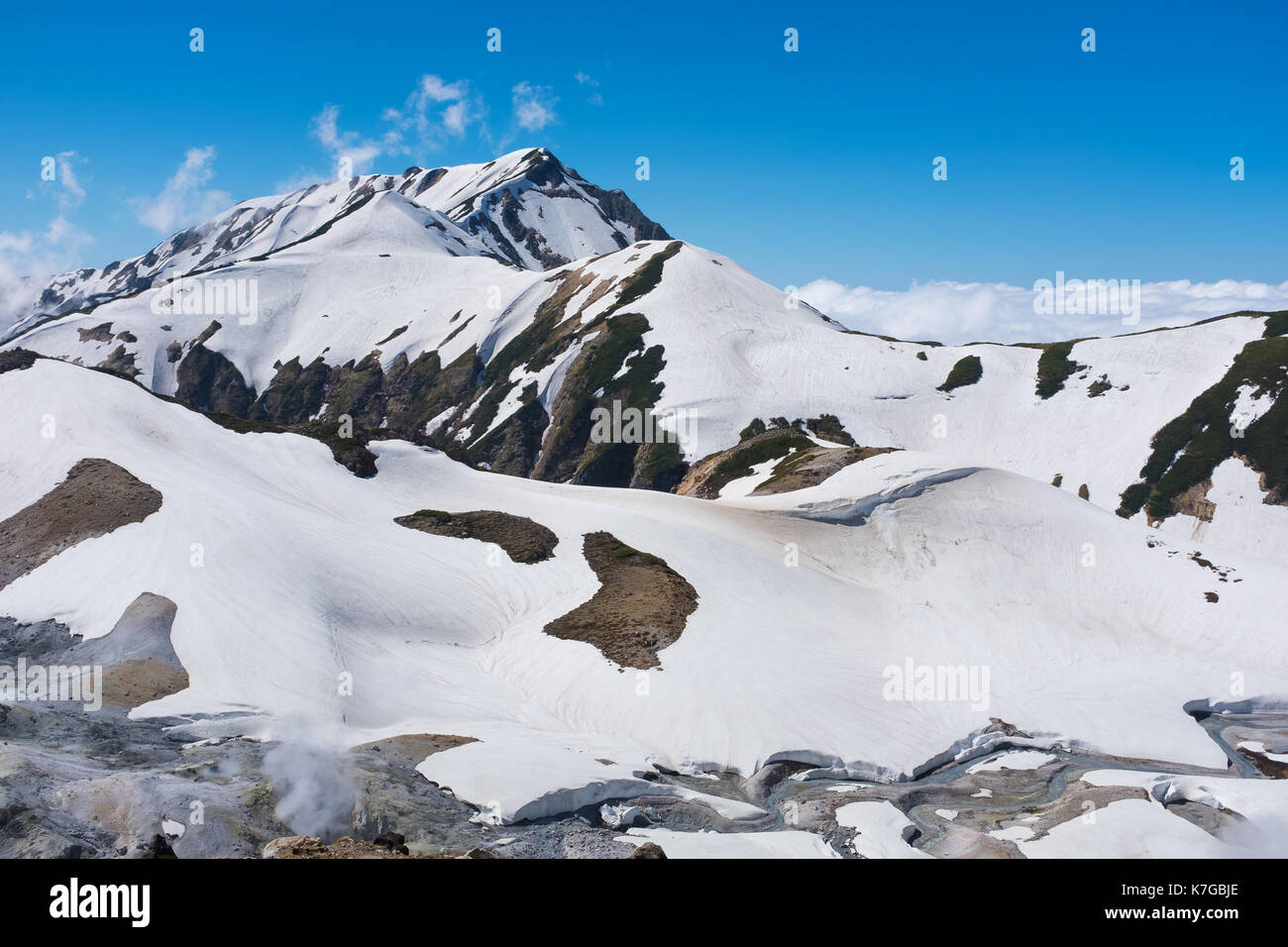snow capped mountain landscape with blue sky Stock Photo - Alamy